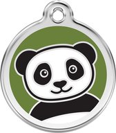 Panda Green roestvrijstalen hondenpenning small/klein dia. 2 cm RedDingo