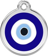 Evil Eye Navy roestvrijstalen hondenpenning large/groot dia. 3,8 cm RedDingo