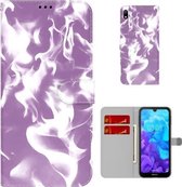 Voor Huawei Y5 2019/Honor 8S Cloud Fog Patroon Horizontale Flip Lederen Case met Houder & Kaartsleuf & Portemonnee (Paars)