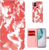 Voor OnePlus Nord N10 5G Cloud Fog Pattern Horizontal Flip Leather Case met Houder & Card Slot & Wallet (Rood)