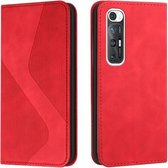 Voor Xiaomi Mi 10S Skin Feel Magnetisch S-type Effen Kleur Horizontale Flip Lederen Case met Houder & Kaartsleuf & Portemonnee (Rood)