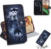 3D Gekleurde Tekening Horizontale Leren Flip Case, met Houder & Kaartsleuf & Portemonnee Voor Galaxy Note 10 (Wolf en Hond)