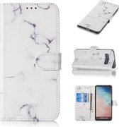 Gekleurde tekening marmer patroon horizontale flip PU lederen tas met houder & kaartsleuven & portemonnee voor Galaxy S10 5G (wit)