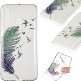 Coloured Drawing Transparant Clear TPU Case voor Galaxy A60 (Feather)