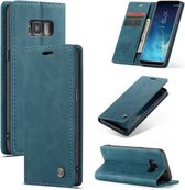 CaseMe-013 Multifunctionele Retro Frosted Horizontale Flip Leren Case met Kaartsleuf & Houder & Portemonnee voor Galaxy S8 (Blauw)