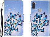 Voor Galaxy M11 Gekleurde tekening Horizontale flip lederen tas met houder & kaartsleuf & portemonnee (veel vlinders)