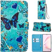 Voor Galaxy M60s Gekleurde Tekening Patroon Plain Weave Horizontale Flip Leren Case met Houder & Kaartsleuf & Portemonnee & Lanyard (Liefde Vlinder)