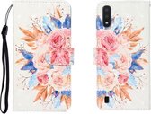 Voor Galaxy A01 3D Gekleurde Tekening Horizontale Leren Flip Case met Houder & Kaartsleuf & Portemonnee (Zonnebloem)