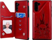 Voor Galaxy Note10 Skull Head Embossing Pattern Schokbestendige beschermhoes met houder & kaartsleuven & portemonnee (rood)