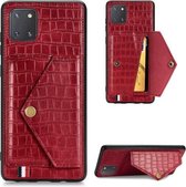 Voor Samsung Galaxy Note 10 Lite / A81 / M60S Krokodilpatroon PU + TPU + PVC Breukvast gsm-hoesje met magnetische onzichtbare houder & houder & kaartsleuven (rood)