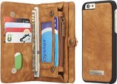 CaseMe voor iPhone 6 Plus & 6s Plus multifunctionele lederen billfold met afneembare magnetische pc-achterkant beschermhoes & 10 kaartsleuven & 3 geldsleuven & 2 fotolijsten & 1 ritsportemonn