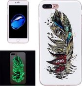 Voor iPhone 8 Plus & 7 Plus Noctilucent Feather Pattern IMD Vakmanschap Zachte TPU Cover Case