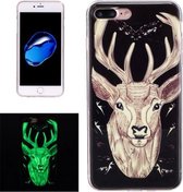 Voor iPhone 8 Plus & 7 Plus Noctilucent Deer Pattern IMD Vakmanschap Zachte TPU Cover Case