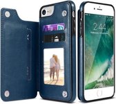 Voor iPhone XS Retro PU lederen tas Multi-kaarthouders Telefoonhoesjes (blauw)