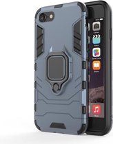 PC + TPU schokbestendige beschermhoes voor iPhone SE 2020 & 8 & 7, met magnetische ringhouder (marineblauw)