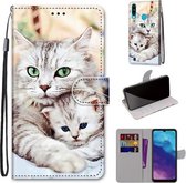 Voor ZTE Blade A7 2020 Gekleurde Tekening Cross Textuur Horizontale Flip PU Lederen Case met Houder & Kaartsleuven & Portemonnee & Lanyard (Big Cat Holding Kitten)