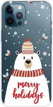 Christmas Series Clear TPU beschermhoes voor iPhone 12 Pro Max (sjaal White Bear)