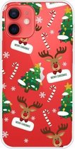 Christmas Series Clear TPU beschermhoes voor iPhone 12/12 Pro (Cane Deer)