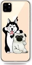 Afdrukpatroon Zachte TPU mobiele telefoon beschermhoes voor iPhone 11 Pro (zelfportret hond)
