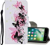 Voor iPhone 8 Plus / 7 Plus Gekleurd tekeningpatroon Horizontaal leren flip-hoesje met houder & kaartsleuven en portemonnee (vier vlinders)