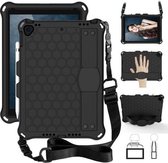 Voor iPad Air 2019 10.5 Honingraatontwerp EVA + PC Vierhoekige anti-vallende platte beschermende schaal met riemen (zwart + zwart)