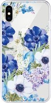 Voor iPhone XS Max Pattern TPU beschermhoes (blauwe en witte rozen)