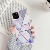 Voor iPhone 11 Pro Plating Kleurrijk Geometrisch Patroon Mozaïek Marmer TPU Mobiele Telefoon Case (Paars PJ4)