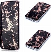 Voor Galaxy S7 edge Plating Marble Pattern Soft TPU beschermhoes (zwart goud)