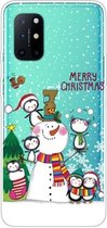 Voor OnePlus 8T Christmas Series transparante TPU beschermhoes (Penguin Family)