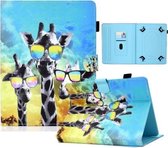 Voor 10 inch Tablet Elektrisch Geperst TPU Gekleurde Tekening Horizontale Flip Lederen Case met Houder & Pen Slot (Bril Giraffe)