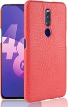 Schokbestendige krokodiltextuur pc + PU-hoes voor OPPO F11 Pro (rood)
