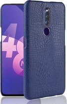 Schokbestendige krokodiltextuur pc + PU-hoes voor OPPO F11 Pro (blauw)