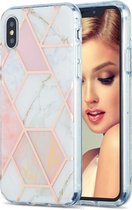 3D Electroplating Marble Pattern TPU beschermhoes voor iPhone XS / X (roze)