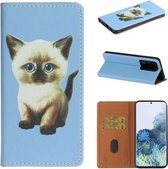 Voor Samsung Galaxy Note20 Ultra Pure Color Painting Horizontale Flip Leather Case met Card Slot & Holder (Cat)