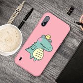 Voor Galaxy A01 Cartoon Animal Pattern Shockproof TPU beschermhoes (Pink Crocodile Bird)