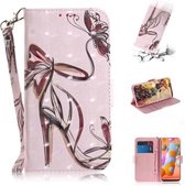 Voor Galaxy A11 & M11 3D Gekleurde Tekening Horizontale Flip Leren Case met Houder & Kaartsleuf & Portemonnee & Lanyard (Vlinder Hoge Hakken)