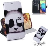 Voor Samsung Galaxy A71 5G Gekleurde Tekening Horizontale Flip Leren Case met Houder & Kaartsleuf & Portemonnee (Panda)