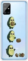 Voor Samsung Galaxy A31 gekleurd tekeningpatroon zeer transparant TPU beschermhoes (avocado)