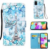 Voor Galaxy A41 Schilderen Horizontale Flip Leren Case met Houder & Kaartsleuf & Portemonnee & Lanyard (Torenvlinder)