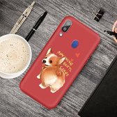 Voor Galaxy A40 Cartoon Animal Pattern Shockproof TPU beschermhoes (Red Corgi)