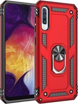 Armor Shockproof TPU + PC beschermhoes voor Galaxy A50, met 360 graden rotatiehouder (rood)