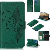 Voor Motorola Moto G5 Plus 5G Feather Pattern Litchi Texture Horizontale Flip Leren Case met Portemonnee & Houder & Kaartsleuven (Groen)