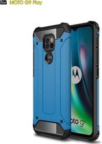 Voor Motorola Moto G9 Play Magic Armor TPU + PC combinatiehoes (blauw)