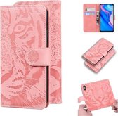 Voor Huawei P smart Z / Y9 Prime (2019) Tijger Embossing Patroon Horizontale Flip Leren Case met Houder & Kaartsleuven & Portemonnee (Roze)