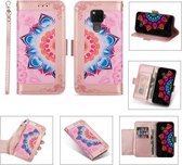 Voor Huawei Mate 30 Lite Afdrukken Tweekleurig Half Mandala-patroon Dubbelzijdige magnetische gesp Horizontale flip lederen hoes met houder & kaartsleuven & portemonnee & fotolijst & lanyard 