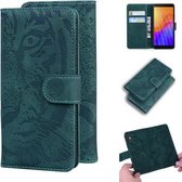 Voor Huawei Y5p Tiger Embossing Pattern Horizontale Flip lederen tas met houder & kaartsleuven & portemonnee (groen)
