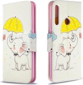 Voor Huawei P40 Lite E / Y7P Gekleurde Tekening Horizontale Flip Leren Case met Houder & Kaartsleuven & Portemonnee (Olifant onder de Paraplu)