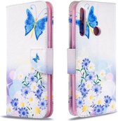 Voor Huawei P40 Lite E / Y7P Gekleurde Tekening Patroon Horizontale Flip Leren Case met Houder & Kaartsleuven & Portemonnee (Viooltje)