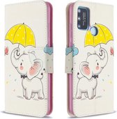 Voor Huawei Honor 9A Gekleurde Tekening Patroon Horizontale Flip Leren Case met Houder & Kaartsleuven & Portemonnee (Olifant)