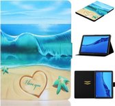 Voor Huawei MediaPad M5 lite Gekleurde Tekening Horizontale Flip Leren Case met Houder & Kaartsleuf & Slaap / Wekfunctie (Blauw Strand)